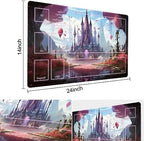 MTG Playmat Size 24x14in Free Storage Bags Non-Slip Backing Printing, Ideal for Card Game Enthusiasts TCG Playmat (with Zone,Secret of The Tower)