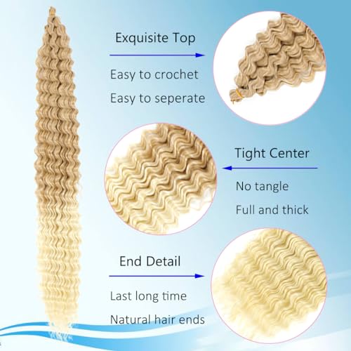 Curly Braiding Hair 30 Inch Ocean Wave Crochet Hair for Black Women Long Deep Wave Wet and Wavy Braiding Hair For Boho Braids (27/613, (Pack of 6))