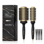 2 in 1 Ceramic Round Brush for Blow Drying,Thermal Ceramic Brush for Hair Styling, Anti-static Brush, Enhance Texture Volume, for Women & Men,with 4 Hair Clips (2.1 Inch& 1.3 Inch)