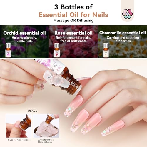 SAVILAND Acrylic Nail Kit with Essential Oils: 6 Colors Acrylic Powder and Acrylic Liquid with Practice Mat Acrylic Nail Set for beginners with Everything for Starter DIY Home Nails Art