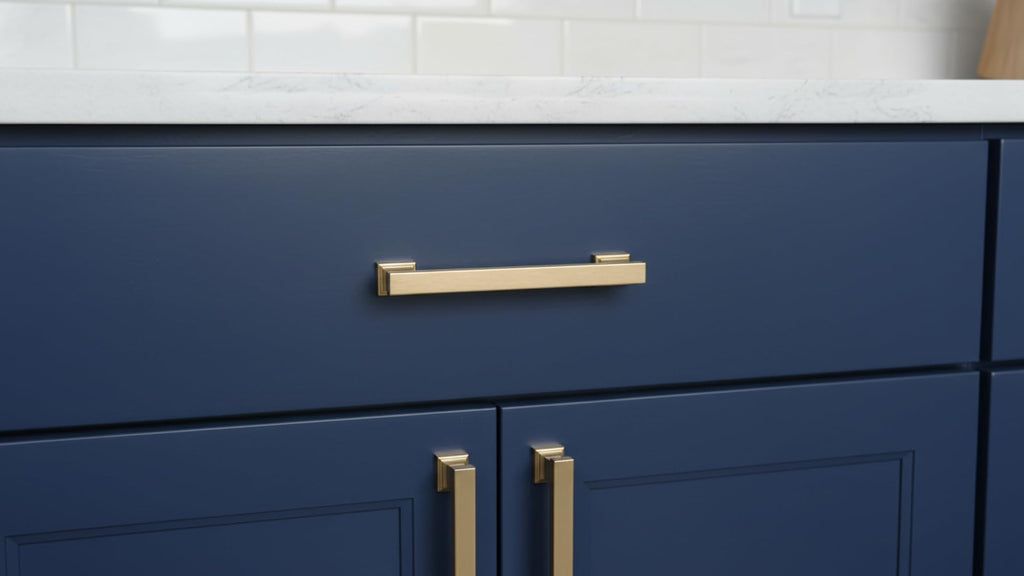 Alzassbg 10 Pack Brushed Gold Cabinet Pulls, 5 Inch(128mm) Hole Centers Kitchen Cabinet Handles for Cabinets and Drawers AL3061MGP