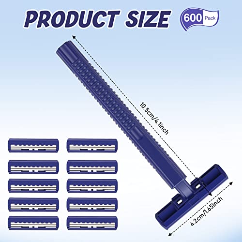 Chumia Twin Blade Razors for Men Stainless Steel Disposable Razors Men Bulk Plastic Shavers Multipurpose Portable Manual Disposable Shavers for Bathing Hotel Travel(600 Pieces)