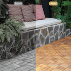 Pack of 10 Deck Tiles - 12"x12" Interlocking Natural Solid Acacia Wood for Outdoor & Indoor, Patio Garden, Balcony, Poolside - Natural Color