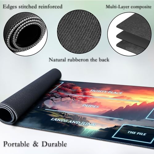 for MTG Game Playmat, for Magic TCG Rubber Play mat,Tabletop Card Playmats with Smooth Surface,Trading Card Inked Game Mat with White Zones,Battle Game,Art Tree Sky