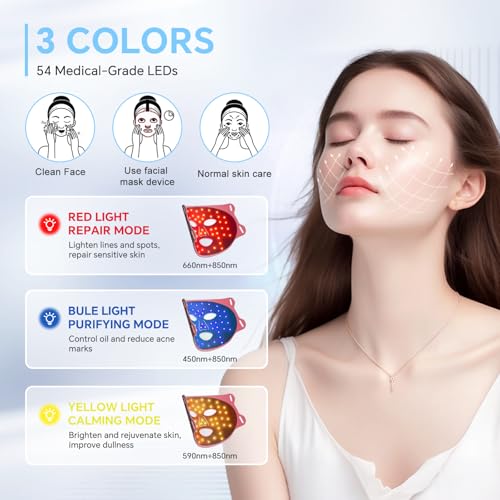 AISZG Red Light Therapy for Face,Mothers Day Birthday Women Mom Her Girlfriend Wife,LED Face Mask Light Therapy with Rechargeable and Multi-Color