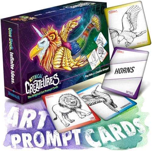 Mythical Creatures Drawing Art Prompts for Kids to Sketch Funny Animals Together! 150 Prompt Cards, Millions of Weird Ideas. Creative Games for Tweens, Teachers, Teens, Family Fun Artsy Imaginations!