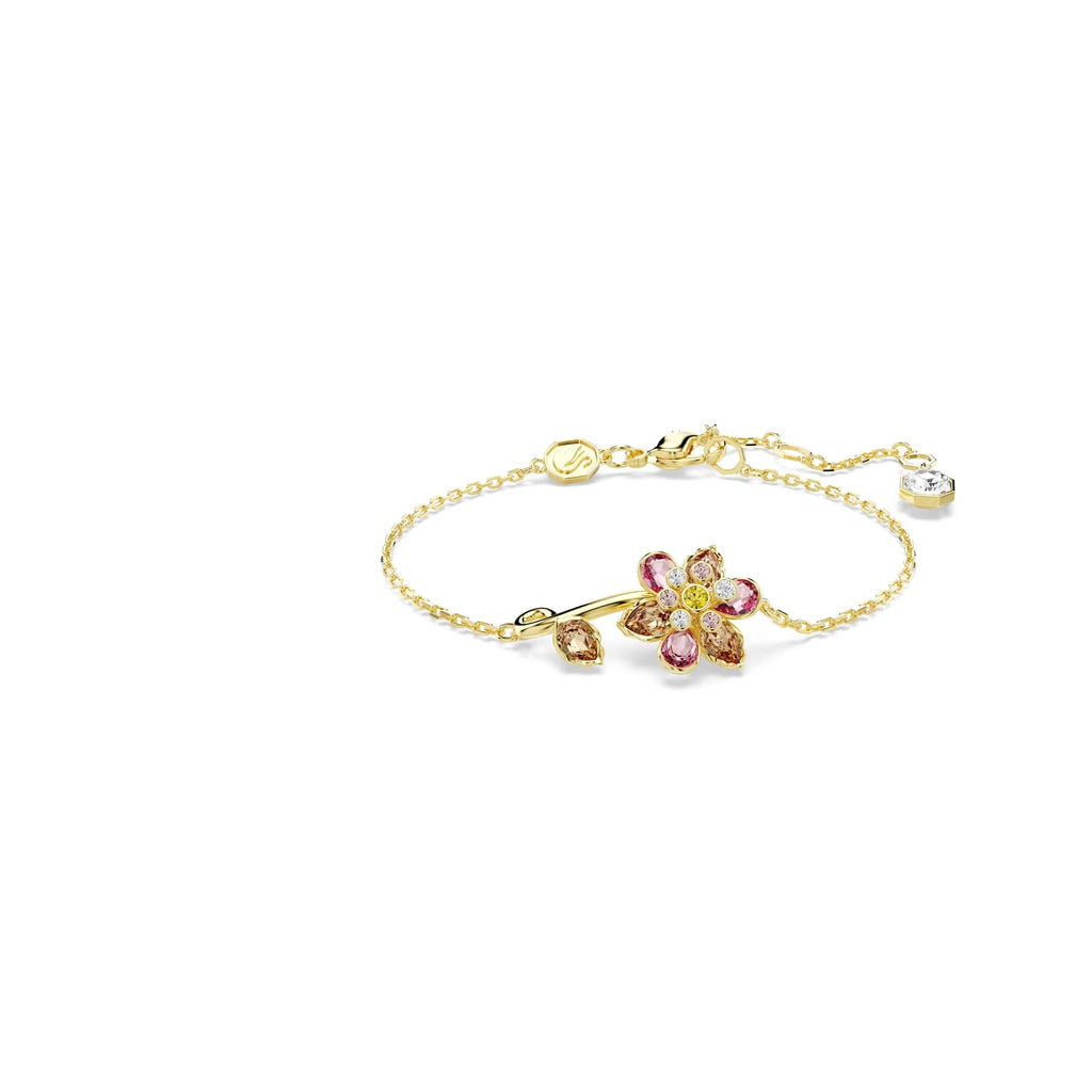 Swarovski Idyllia bracelet, Mixed cuts, Flower, Multicolored, Gold-tone finish