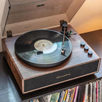 Crosley CR6046A-WAGL Stave 2-Speed Bluetooth Record Player Turntable with Built-in Speakers, Walnut