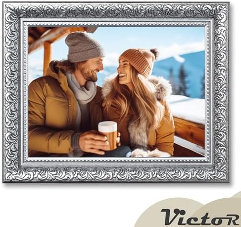 VictoR 6x8 Picture Frame Rubens Black Silver - Picture Frames 6x8 - with Shutterproof Acrylic Glass - Antique - Black 6 by 8