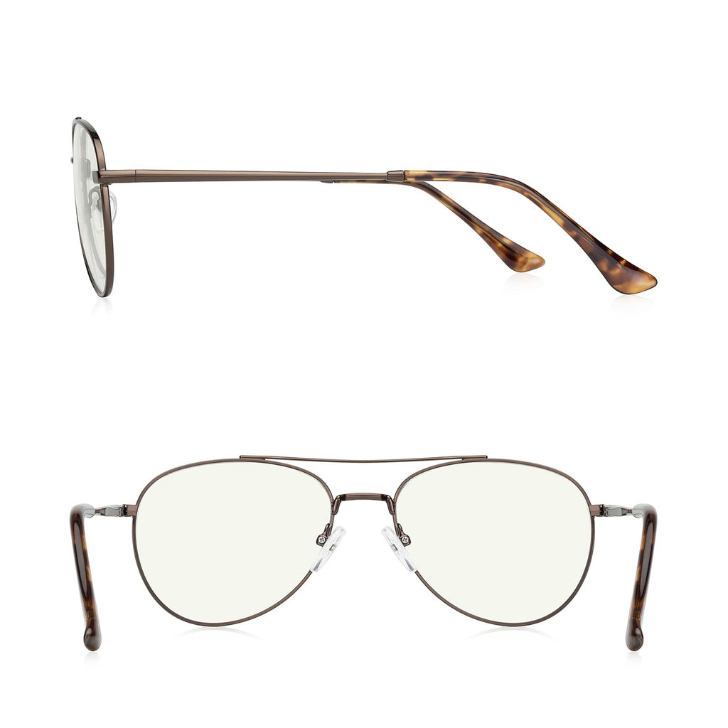 RB.Pilot Blue Light Aviator Reading Glasses for men Women Metal Frame Spring Temple