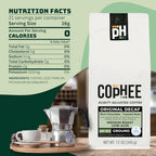 Low Acid Coffee - Decaf - Ground Medium Roast - Smooth Non-GMO Arabica Coffee - Electrolyte Infused for Sensitive Stomachs, Acid Reflux, and Heartburn ~pH 6.5-12 oz Original Decaf by COpHEE