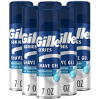 Gillette Series 3X Moisturizing Shave Gel, 6 Count, 7oz Each, Lubrication to Protect Against Irritation, Blue-White, 7 Ounce (Pack of 6)