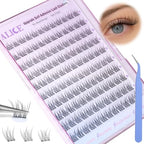 ALICE Self Adhesive Eyelashes Natural Self Adhesive Lash Clusters No Glue Needed Wispy Reusable Press on Lashes Pre-Glue 10-12mm 120pcs C Curl DIY Eyelash Extensions Kit with Lash Tweezers