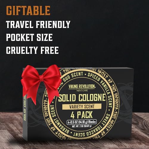 Viking Revolution 4 Pack Mens Solid Colognes Men Bundle of 2 - Balm Cologne for Mens Cologne Balm Travel Cologne Wax - Cologne for Men (0.5 Oz each)