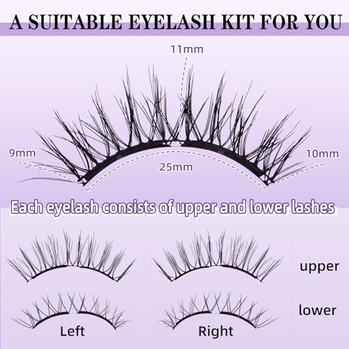 B&Qaugen Magnetic Eyelashes with Applicator Lashes Reusable Glue-Free Natural Look Cluster Kit Easy to Wear and Remove（M02）