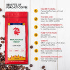 Puroast Low Acid Coffee Flavored Decaf | Decaf Mocha Java Ground | Medium Roast | High Antioxidants & High pH |No Bitter Aftertaste | Reduced Heartburn & GERD | Suitable for Cold Brew - 2.2 LB