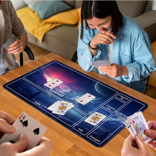 for MTG Game Playmat, for Magic TCG Rubber Play mat,Tabletop Card Playmats with Smooth Surface,Trading Card Inked Game Mat with New Zones,Battle Game,Snow Mountain Moon