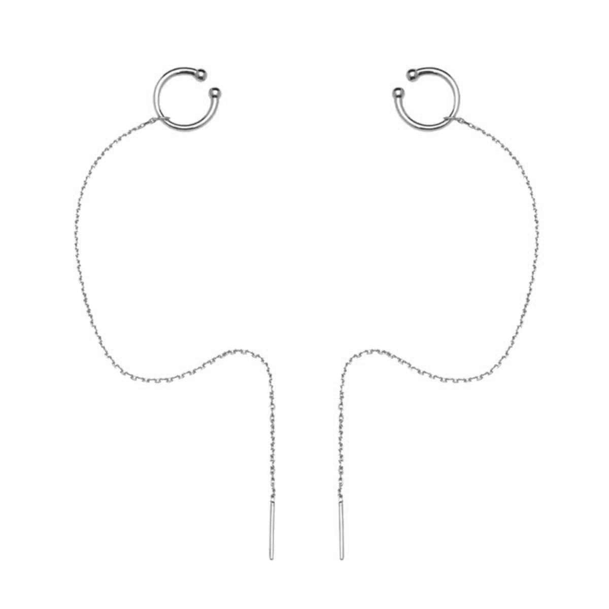 SLUYNZ 925 Sterling Silver Cuff Earrings Chain for Women Crawler Earrings Wrap Climber Earrings Cool Earrings