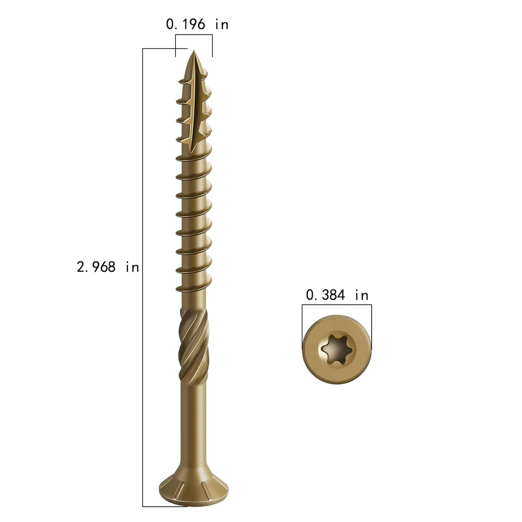 Wensilon #10 * 3" Deck Screws, (1030pcs) 15 lbs.Exterior Wood Screws, Rust Resistant epoxy Coated, Bronze, T25 Star Bit