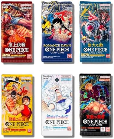 One Piece Cards (6 Sealed Packs) Potential Mystery Graded Card - Collection Starter Box│Japanese Version│1 Pack of Each Release (OP-01│OP-02│OP-03│OP-04│OP-05│OP-06)│1 in 20 Boxes Contains Graded Card