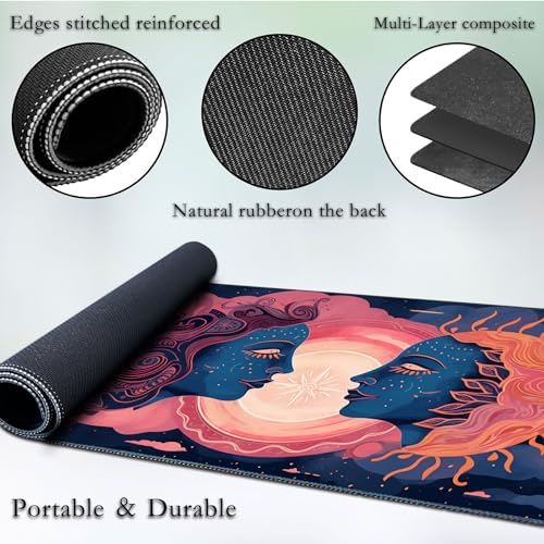 for MTG Game Playmat, for Magic TCG Rubber Play mat,Tabletop Card Playmats with Smooth Surface,Trading Card Inked Game Mat,Battle Game,Art Sun and Moon