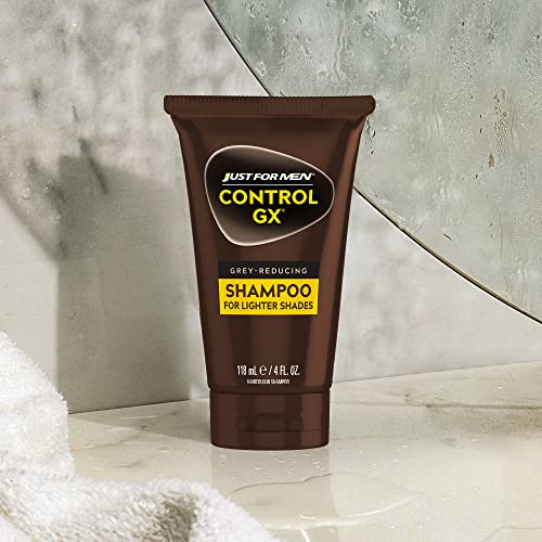 Just for Men Control GX Grey Reducing Shampoo for Lighter Shades of Hair, Blonde to Medium Brown, Gradual Hair Color, 4 Fl Oz - Pack of 1 (Packaging May Vary)