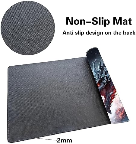 Board Game 14x24in MTG Playmat Compatible for OCG CCG RPG TCG Playmats (Dragon Fight)