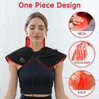 Red Infrared Light Neck Shoulder: Heating Red Light Therapy Device for Body Upper Back, 660nm&850nm Dual-chip LED Wearable Wrap Pad Pain Relief Muscle Relaxing for Women Men at Home