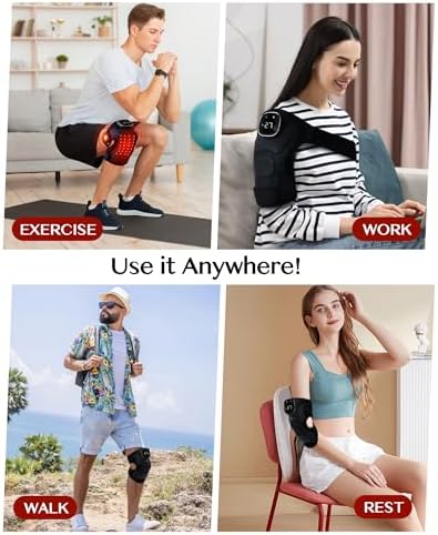 Red Light Therapy for Knee Brace, Vibration Knee Massager, 660nm&850nm, Red Light Heated Device for Knee/Elbow/Shoulder
