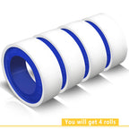 VOTMELL 4 Rolls 1/2 Inch(W) X 520 Inches(L) Teflon Plumbers Tape,Pipe Sealing & Plumbing Thread Tape,PTFE Water Sealant Seal for Shower Head,White