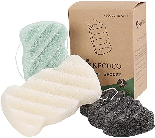 3 Pcs Konjac Bath Sponge for Kids, Babys, Infant, Toddler, 100% All Natural KONJAC Shower Body Sponges, 3 Colors and Extra Large Size, Safe for Oily, Dry, Combination or Sensitive Skin