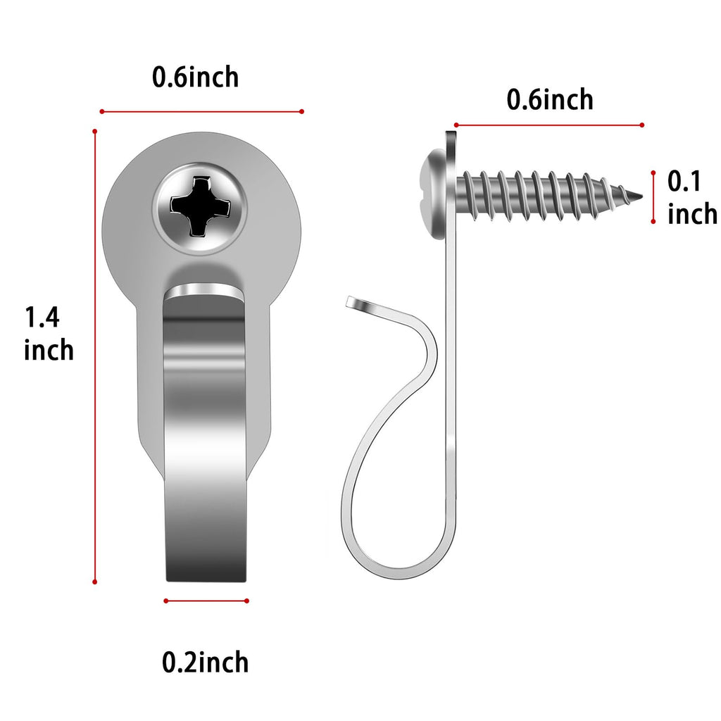 HiGift 36 Pack Light Hanger Hooks, Stainless Steel Screw in Hook for Hanging Outdoor Lights, Rope Light Clips for Christmas and Holiday Decor, Wire and Fairy Led Lights, Silver