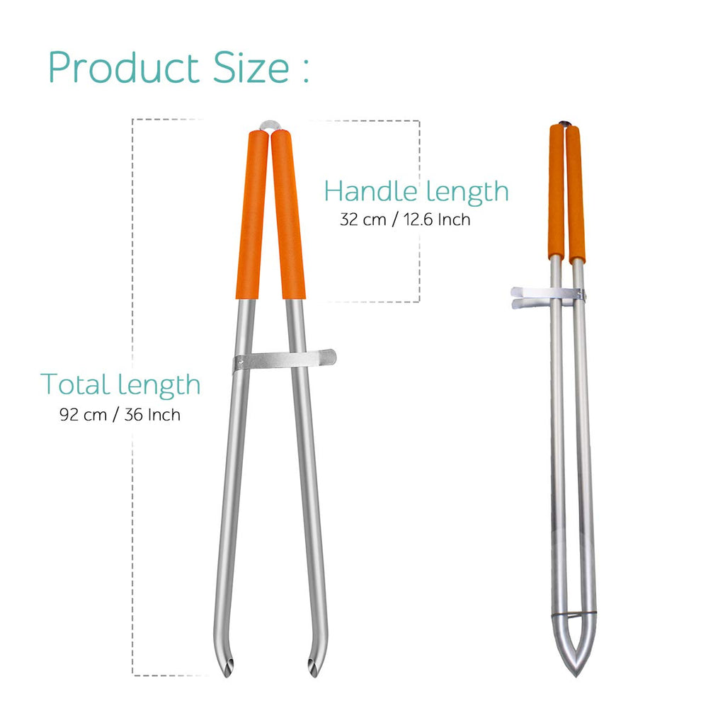 EJG 36" Long Trash & Garbage Picker Grabber, Lightweight Aluminium & Rustproof, Litter Pick Up Stick, Trash Tong, Reaching Assist Tool, Reacher Tool for Elderly, Garden Nabber Plogging (Orange)