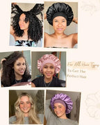 YANIBEST Satin Bonnet for Sleeping Women Double Layer Hair Silk Bonnets for Sleeping with Elastic Band