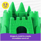 Kinetic Sand, 2.5lbs Green Play Sand, Moldable Sensory Toys for Kids, Resealable Bag (Packaging May Vary), for Ages 3 and up