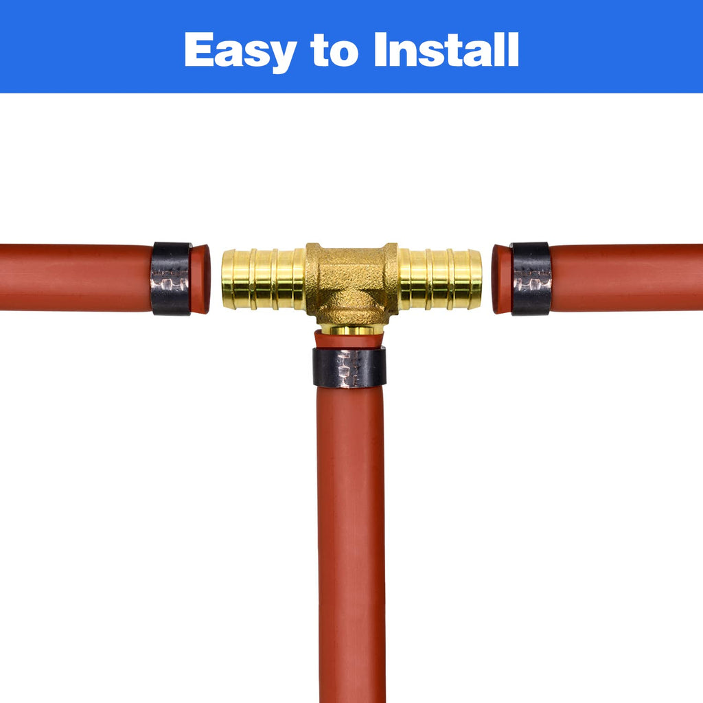 25 Pack 3/4" PEX Fittings, Brass Tee Fittings, for PEX Tubing Pipe