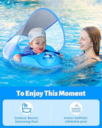 LAYCOL Baby Swimming Float Inflatable Baby Pool Float Ring with Sun Protection Canopy,add Tail no flip Over for Age of 3-36 Months