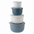 COOK WITH COLOR Prep Bowls with Lids- Wide and Deep Nesting Plastic Small Mixing Bowl Set with Lids, 8 Piece Set - Deep Bowls, Blue/Grey