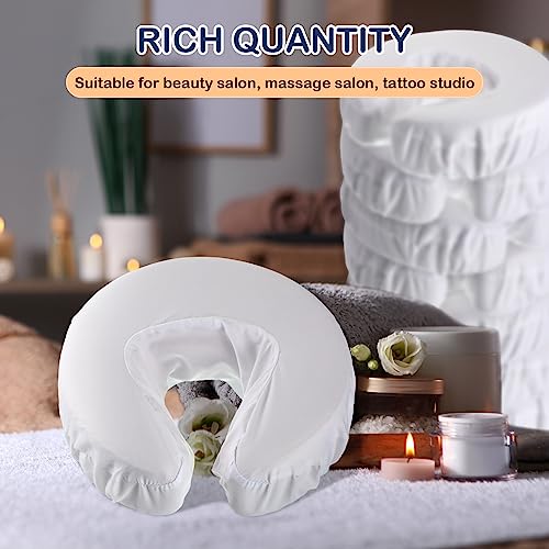 Tatuo 12 Pcs Face Cradle Covers for Massage Head Rest Microfiber Reusable Soft Thicker Massage Table Face Covers Oil Proof Headrest Cradle Sheets for Spa Beauty(White)