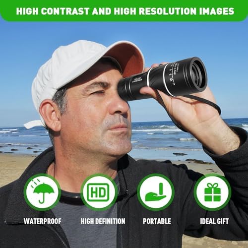 16X52 Mini Monocular Telescope High Powered for Adults, Birthday Gifts for Men Dad Him Husband Teen Boys, BAK4 & FMC Prism Scope for Birdwatching Outdoors Hunting, Cool Gadgets for Men