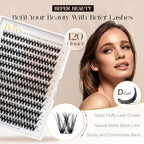 BEFER Lash Clusters Kit, 120 Pcs D Curl Eyelash Clusters Volume Individual Lashes Extensions 10-16MM Fluffy Cluster Eyelash Wispy Cluster Lashes DIY At Home(Seraphic,FD43,Kit)