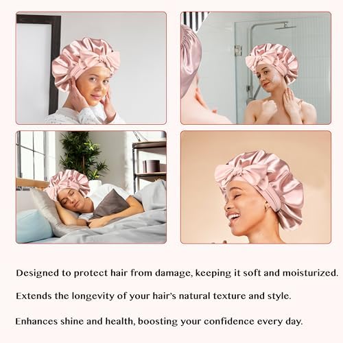 Satin Hair Bonnet by LuxeTress - Premium Soft Feel - Double-Layered Silk Satin - Adjustable Non Slip Band