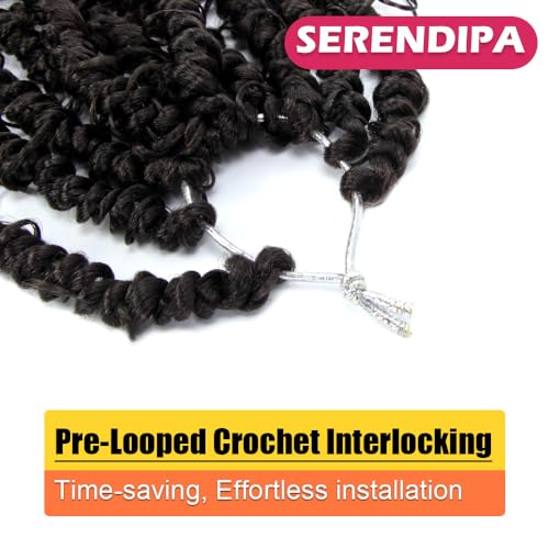Goddess Passion Twist Hair with Curly End 12 Inch Short Pre-Looped Boho Style Crochet Braids Pre-twisted (8 Packs, 4#, Brown)