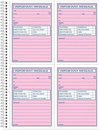 Adams Phone Message Book, 8.06 x 11 Inch, Spiral Bound, 2-Part, Carbonless, 4 Messages per Page, 400 Sets, White and Canary (S1187D)
