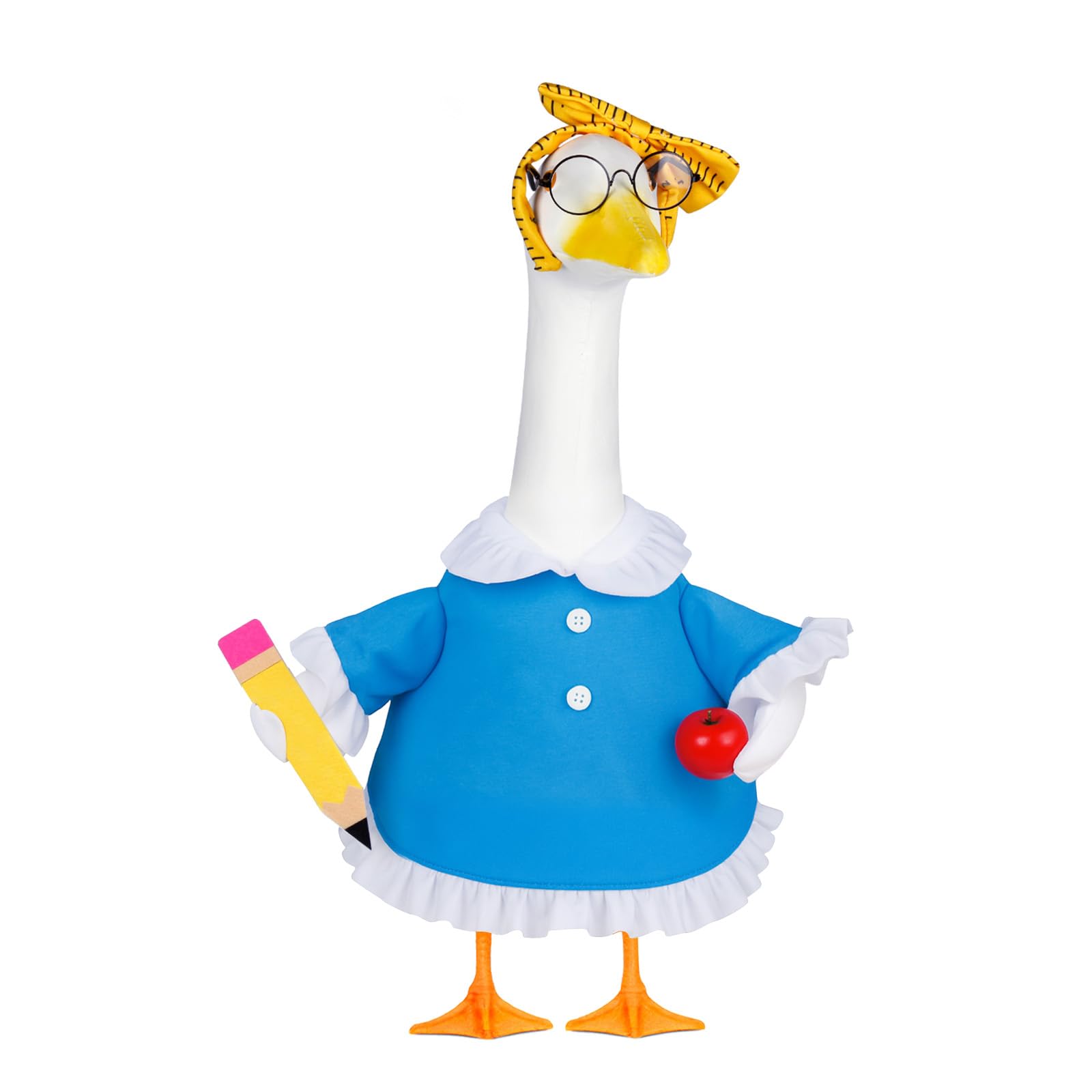 Vzuito Back to School Porch Goose Outfits 23"/ 17'' Lawn Goose Teacher Clothes Cemment Geese Costume Garden Yard School Classroom Decor