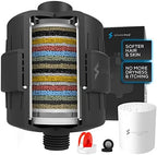 SparkPod 23 Stage Shower Head Filter for Dry Hair and Skin - High Output Universal Shower Filters to Remove Toxic Chemicals, Chlorine & Heavy Metals (Midnight Black Matte)