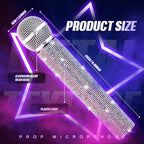 Sanwuta Fake Microphone Prop Sparkly Bling Rhinestones Plastic Play Microphone Pretend Glitter Bedazzled Mic for Cosplay Party Costume(AB Color)