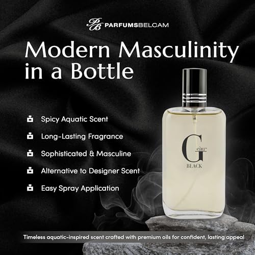 PB ParfumsBelcam G e��u Black Eau De Toilette Spray for Men ��� 100 mL Affordable, Long-Lasting Fresh Aquatic Fragrance & Spicy Aquatic Scent with Sandalwood & Patchouli for Day & Night Use