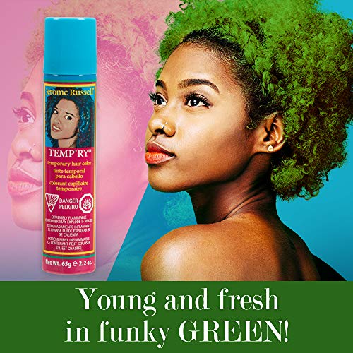 Jerome Russell Green Intense Spray-On Hair Color - Fast-Drying, Non-Sticky, Travel Size Vivid Hair Dye, 2.2 oz