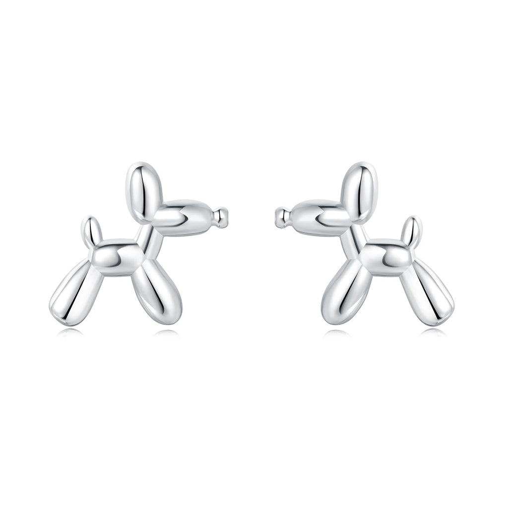 Cycuff 925 Sterling Silver Earrings Studs Colorful Cubic Zirconia Jewelry Stud Earrings for Women Set Earring Present for Her (Cute Balloon Dog Earrings)
